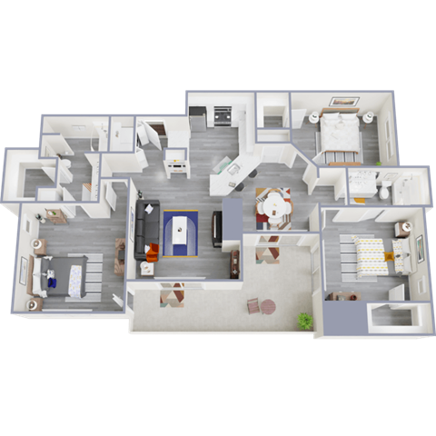 bedroom floor plan an in 3d