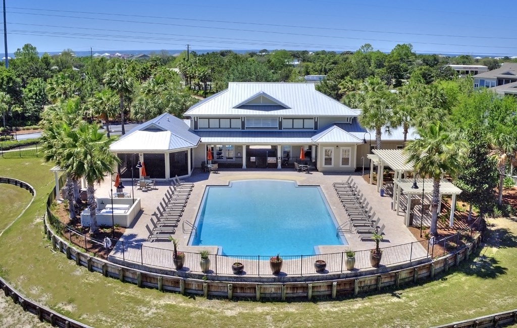 A large house with a pool in the backyard.