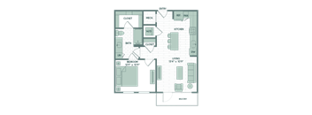 a floor plan of a room with a large closet and a bathroom