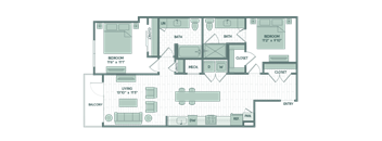 the plan of the living room and the kitchen