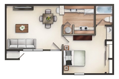 a floor plan of a house with a bedroom and a living room