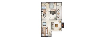 a floor plan of a house with a bedroom and a living room