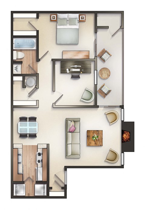 a floor plan of a house with a bedroom and a living room