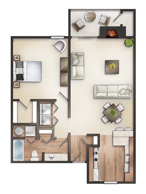a floor plan of a house with a bedroom and living room