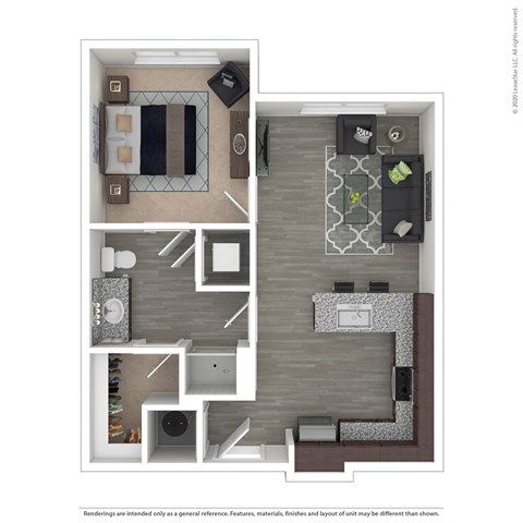 1 Bedroom/1 Bathroom Floor Plan
