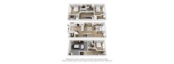 Three different floor plans of a house are shown.