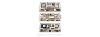 A set of three images showing different floor plans of a house.