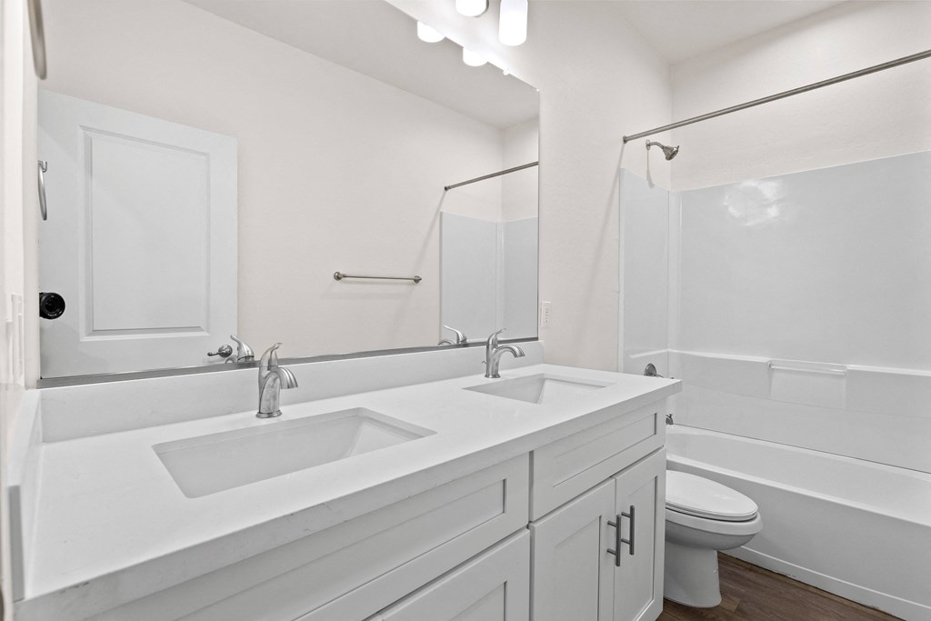 a bathroom with a sink and a toilet and a shower