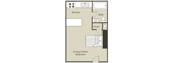 Studio With 1 Bathroom Floor Plan