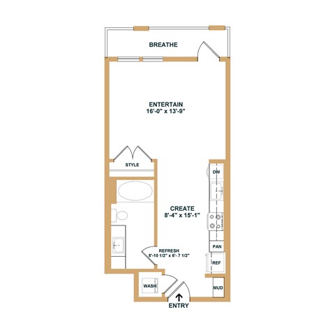 A floor plan of a bathroom with a toilet, sink, and shower.