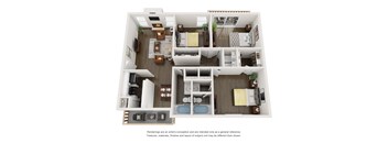 a 3d floor plan of a 1 bedroom apartment