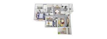 a floor plan of a 3 bedroom apartment