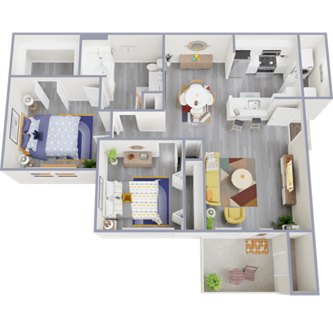 a floor plan of a 3 bedroom apartment