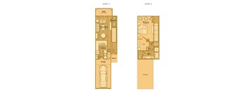 A floor plan of a two-story house with labeled rooms.