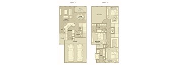 A floor plan shows two levels of a house with labeled rooms and dimensions.