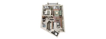 3d floor plan of a 2100 sq ft apartment