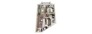 a 3d drawing of a 1 bedroom floor plan