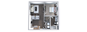 a floor plan of a one bedroom apartment with a bathroom and living room