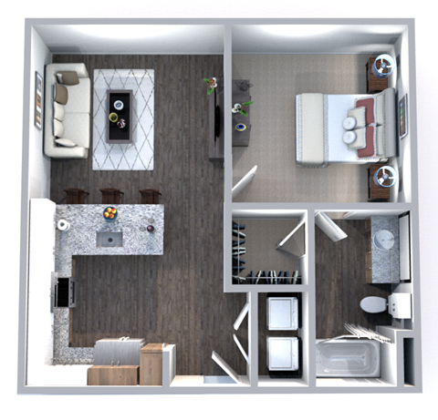 a floor plan of a one bedroom apartment with a bathroom and living room