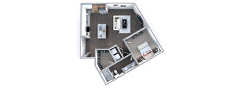 a floor plan of a one bedroom apartment with a bathroom and living room