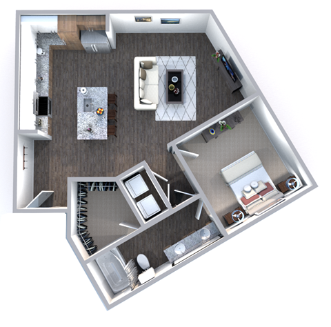 a floor plan of a one bedroom apartment with a bathroom and living room