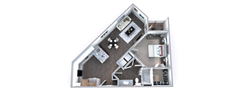 this is a 3d floor plan of a 823 square foot 1 bedroom apartment at the