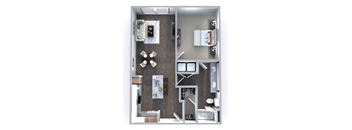 a 3d drawing of our studio apartment at the abbey in trappist, k