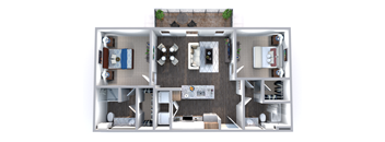 a 3d rendering of our 1 bedroom apartment at the crossings at white marsh apartments in white