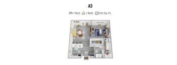 a floor plan of a apartment with a bedroom and a bathroom