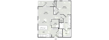 A layout plan of a garden with a mushroom bench and a study area.