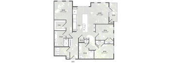 A floor plan of a house with labeled rooms such as pantry, kitchen, and dining room.