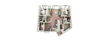 a 3d drawing of a floor plan with an apartment
