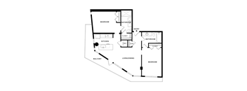 A black and white image of a floor plan for a home.