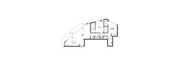 A black and white floor plan of a house with labeled rooms.