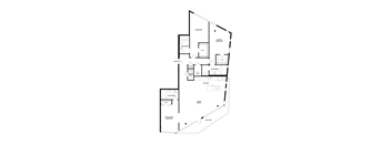 A floor plan of a house with a master bedroom, two bathrooms, a powder room, a study/guest room, a living room, a dining room, a kitchen, and a balcony.