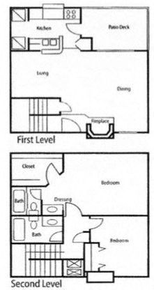 a drawing of a first level and second level of a house