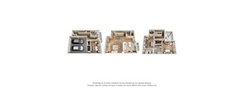 Three different floor plans of a house are shown.