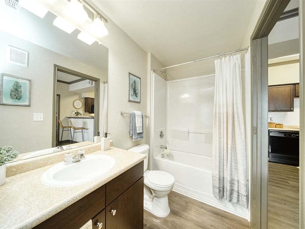 a bathroom with a sink toilet and a shower