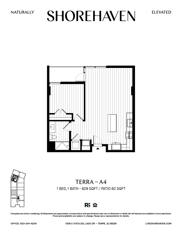 A black and white image of a floor plan for a property called Shorehaven.