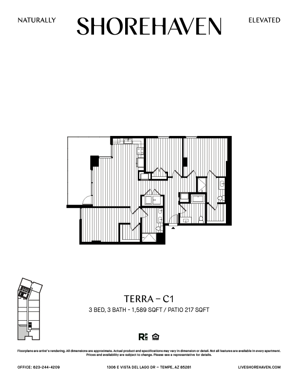 A black and white image of a floor plan for a property called Terra C1.