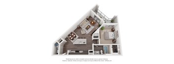 a floor plan of a house with a bedroom and a living room