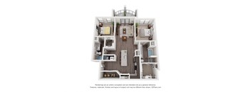 a stylized floor plan of a 1 bedroom floor plan