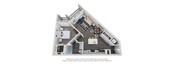 a 1 bedroom floor plan with a bathroom and a living room