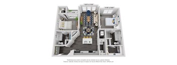 a 1 bedroom floor plan is shown in this rendering