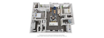 a 1 bedroom floorplan is shown in this rendering