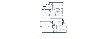 A floor plan of a two level residential property with three bedrooms and a garage.