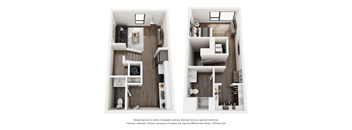 A floor plan of a two bedroom apartment.