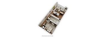 an image of a floor plan of a bedroom and living room