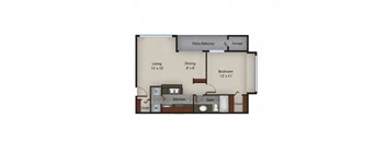 two bedroom floor plan  750 sq ft  the residences at