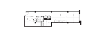 A black and white floor plan of a house with a garage.